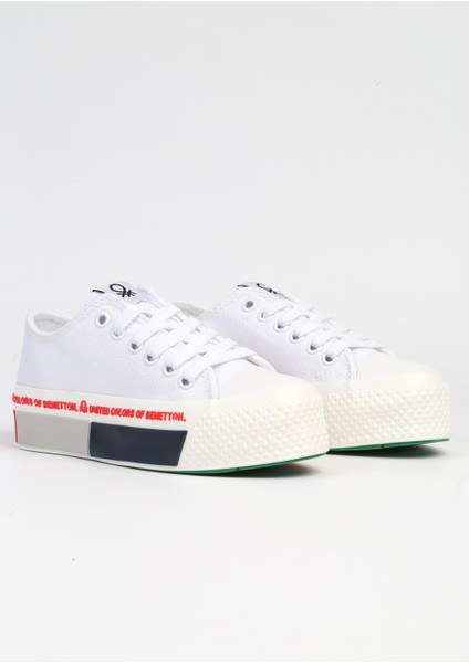 Benetton® | Bn-30934 - 3114 Beyaz Kırmızı - Kadın Spor Ayakkabı