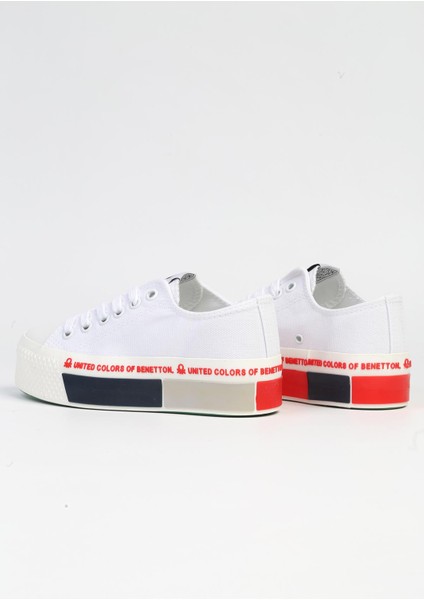 Benetton® | Bn-30934 - 3114 Beyaz Kırmızı - Kadın Spor Ayakkabı