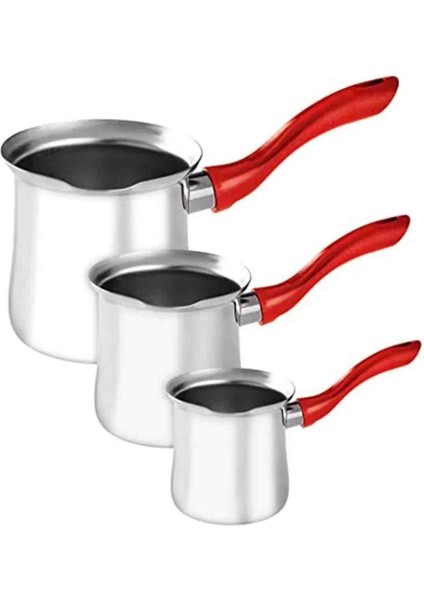 Çelik Cezve, 3lü Paslanmaz Çelik Cezve, Kulplu Cezve, Tereyağı Sosu, Çikolata Sos , Cezve