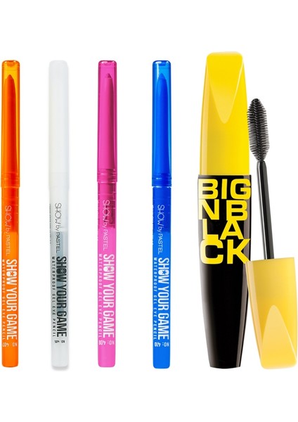 Suya Dayanıklı Jel Göz Kalemi 407-408-405-410 + Pastel Big N Black Mascara - Maskara