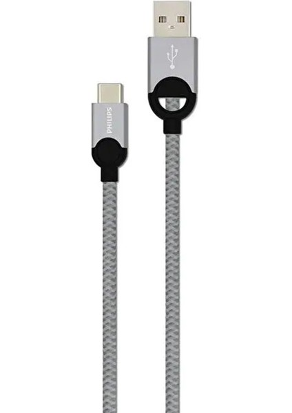 5A 100W Usba To Type-C Örgülü 1.2m Hızlı Şarj ve Data Kablosu Gri + Schitec Type-C To Usba 3.0 Otg Dönüştürücü Adaptör