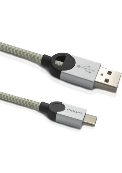 5A 100W Usba To Type-C Örgülü 1.2m Hızlı Şarj ve Data Kablosu Gri + Schitec Type-C To Usba 3.0 Otg Dönüştürücü Adaptör