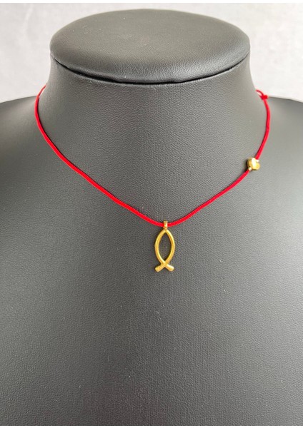 Minimal Kırmızı Ip Kolye