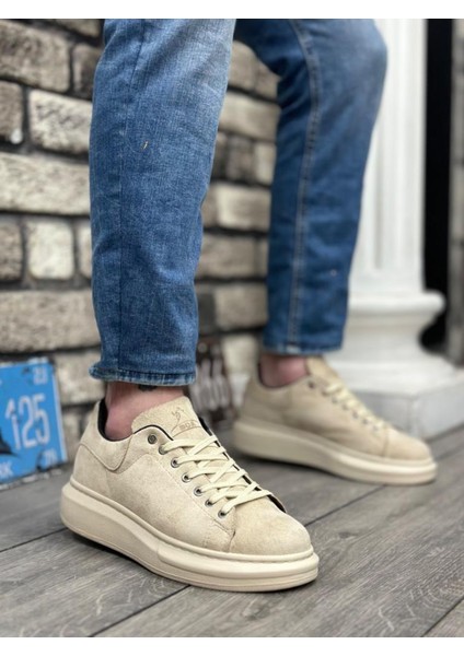 BA0547 Boa Kalın Yüksek Krem Taban Krem Süet Bağcıklı Spor Erkek Ayakkabı fiyatları