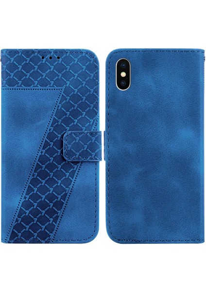 Telefon Kılıfı Için iphone X/xs Kabartmalı Desen Kart Yuvası Fonksiyonu Flip Folio (Yurt Dışından)