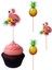 Hawaii Temalı Kürdan Flamingo Ananas Figürlü Cupcake Kürdanı Pasta Süsü 10'lu 2
