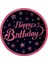 Pink Stars Happy Birthday Yazılı Karton Tabak Doğum Günü Parti Tabağı 23 cm 8 Adet 1