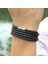 SLPG41 Xqnı Siyah Retro Wrap Uzun Deri Bilezik Erkek Bilezik Moda Sproty Zincir Bağlantı Erkek Çekicilik Bilezik ile 5 Tur (Yurt Dışından) 3