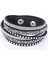 Siyah Miasol Çift Sargı Kadife Deri 3 Sıralı Tam Açacağı Kristal ve Gümüş Perçinli Bileklik Kristal Kız Bilezikler Bracciale (Yurt Dışından) 1