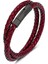 Iç Çevre 210MM Stili SH605-R Vintage Takı Kırmızı Örgülü Hakiki Deri Wrap Bilezik Erkekler Kadınlar Için Bilezik Paslanmaz Çelik Toka Trendy Bileklik P605 (Yurt Dışından) 1
