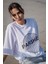 Dünya Desenli Beyaz Oversize T-Shirt 2