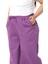 Büyük Beden Geniş Paça Gabardin Mor Pantolon 4