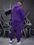 Erkek Mor Plus Yazılı Baskılı Sweatshirt Sweatshirt Eşofman Takımı 2