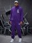 Erkek Mor Plus Yazılı Baskılı Sweatshirt Sweatshirt Eşofman Takımı 4