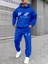 Erkek Mavi Baskılı Kanguru Cepli Joggers 1