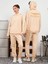 Erkek Bej Unisex Örme Kumaş Günlük Sweatsuit Sweatshirt Eşofman Takımı 1