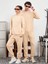 Erkek Bej Unisex Örme Kumaş Günlük Sweatsuit Sweatshirt Eşofman Takımı 3