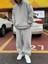 Erkek Gri Simple Front Pocket Sweatshirt Sweatshirt Eşofman Takımı Takımı 1