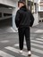 Erkek Siyah Plus Geometric Baskılı Sweatshirt Sweatshirt Joggers 2
