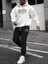 Erkek Beyaz Model Sweatshirt Sweatshirt Kanguru Cepli Jogger Eşofman Eşofman Takımı 1