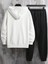 Erkek Beyaz Model Sweatshirt Sweatshirt Kanguru Cepli Jogger Eşofman Eşofman Takımı 2