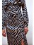 Zebra Desenli Saten Etek - Lacivert 5