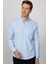 Klasik Fit Düğmeli Yaka Pamuklu Kolay Ütü Oxford Düz Mavi Erkek Gömlek 1