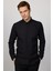Modern Slim Fit Pamuklu Kolay Ütü Armürlü Siyah Erkek Gömlek 1