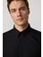 Modern Slim Fit Pamuklu Kolay Ütü Armürlü Siyah Erkek Gömlek 2