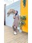 Çıtçıtlı Kapşonlu Uzun Tunik Pantolon İkili Tesettür Eşofman Takımı - 03078 - Vizon 5