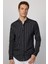 Slim Fit Hakim Yaka Pamuklu Kolay Ütü Çizgili Siyah Erkek Gömlek 1