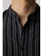 Slim Fit Hakim Yaka Pamuklu Kolay Ütü Çizgili Siyah Erkek Gömlek 3