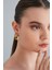 Kadın Charme Celeste Model Çelik Altın Kaplama Dalgalı 5 Çubuk Desen Günlük Stil Kombin Halka Küpe 8