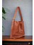 Shine Taba Yan Metal Detaylı Kırışık Desen Shopper Omuz Çantası 1