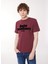 Bisiklet Yaka Baskılı Bordo Erkek T-Shirt M6646 164 Amaranth Red 1