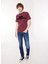 Bisiklet Yaka Baskılı Bordo Erkek T-Shirt M6646 164 Amaranth Red 3
