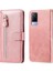 Vıvo V21 ile Uyumlu Moda Fermuar Çevirme Deri Manyetik Cüzdan Telefon Kılıfı (Yurt Dışından) 1