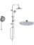 Tema Rain Tondo Banyo Tepe Duş Seti Krom Kaplı Rain Sürgü Paslanmaz Boru 3+1 Duş Fonksiyonu Rain Ayırıcı 150CM - 190CM Ince Çift Kenetli Örgülü Duş Spirali 75CM Bağlantı Spirali 1