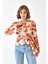 Kadın Leopar Desenli Bluz Orange 30734 2