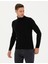 Erkek Siyah Slim Fit Balıkçı Yaka Triko Kazak 50278094-VR046 4