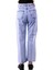 Parçalı Çift Renkli ve Yüksek Belli Cepli Astarsız Kadın Kot Pantolon Jean Açık Mavi Kot Denim 4