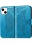 iPhone 15 Plus Kelebek Kanatları Narin Çiçekler Flip Darbeye Deri ile Uyumlu Telefon Kılıfı (Yurt Dışından) 3