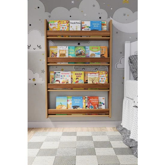 Zeo Wood Design Montessori 4 Raflı Çocuk Kitaplığı