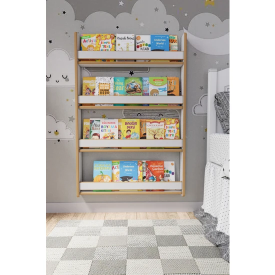 Zeo Wood Design Montessori 4 Raflı Çocuk Kitaplığı
