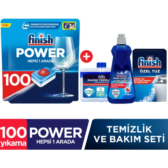 Finish Hepsi Bir Arada Bulaşık Makinesi Deterjanı Tableti  100 Yıkama + Temizlik ve Bakım Seti