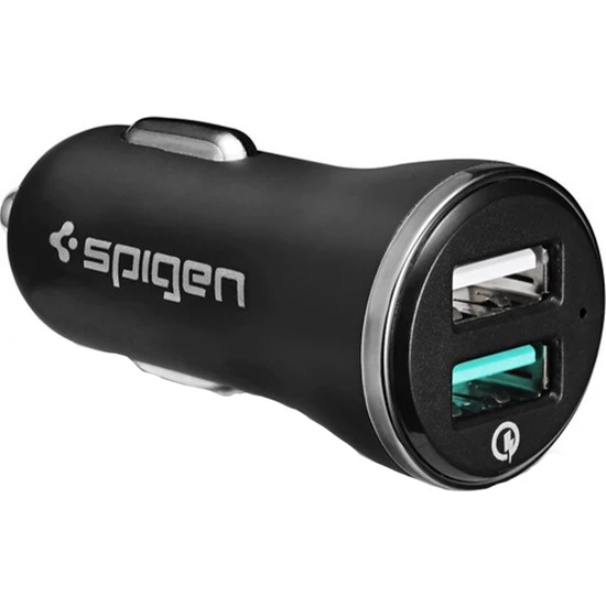 Spigen 30W USB-A Araç içi Güç Adaptörü 2 Port (Akım Korumalı) QC 3.0 18W + iP 12W Hızlı Şarj Cihazı Essential F27QC - 000CG20643