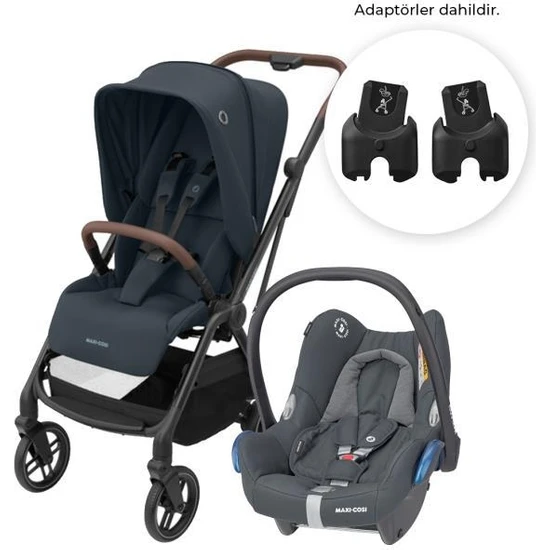 Maxi-Cosi Leona2-Cabriofix Tek Elle Katlanabilen Ultra Kompakt Çift Yönlü Seyahat Sistem Bebek Arabası Essential Graphite