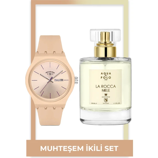 Aqua Di Polo 1987 La Rocca Miele 50 ml & Kadın Saat Seti STWX000111