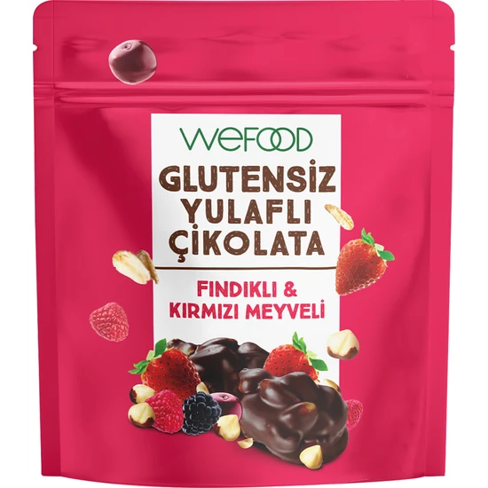 Wefood Glutensiz Yulaflı Çikolata Fındıklı & Kırmızı Meyveli 40 gr 8683347035038