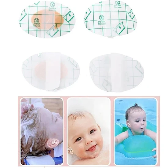 Ata Market 20 Adet Bebek Banyo Havuz Kulak Bandı -Şeffaf Su Geçirmez Yapışkanlı Bant Kuaför Bandı